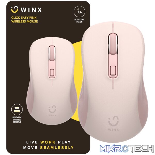 WINX CLICK Easy 1600DPI 2.4GHz Wireless Mouse - Pink WINX CLICK Easy 1600DPI 2.4GHz Wireless Mouse - Pink