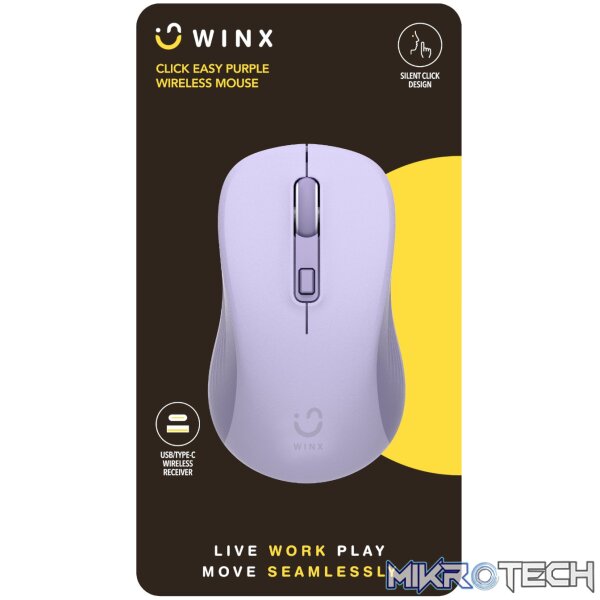 WINX CLICK Easy 1600DPI 2.4GHz Wireless Mouse - Purple - Image 3