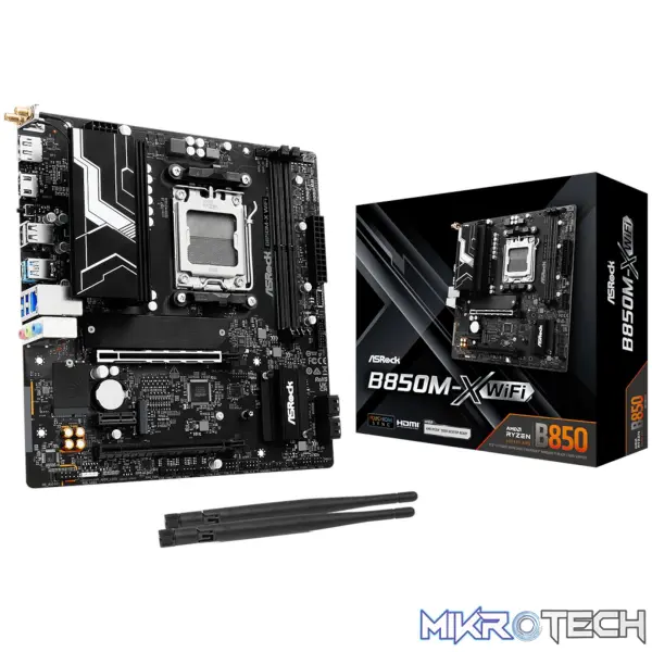 ASRock B850M-X WiFi AM5 Micro ATX Motherboard (DDR5 ASRock B850M-X WiFi AM5 Micro ATX Motherboard (DDR5