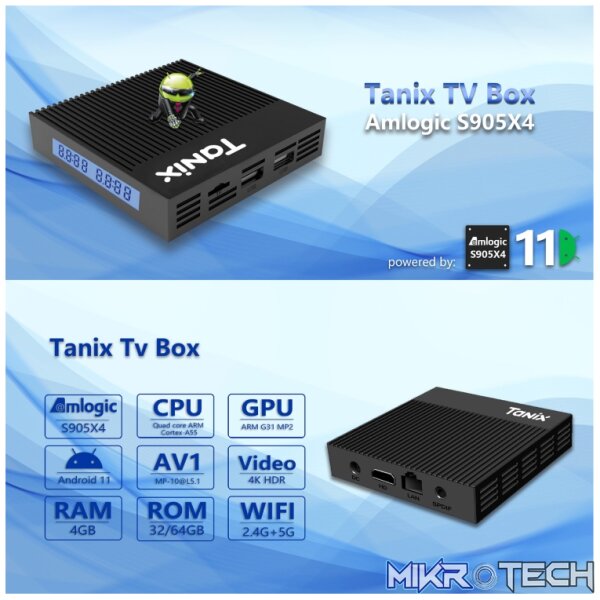 Tanix X4 Android 11 Smart TV Box, Amlogic S905X4 Quad Core, 4GB+32GB, Dual Wifi, BT, 4GB+32GB - Image 4