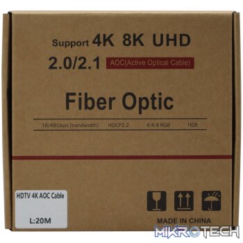 GIZZU 4K Active fibre Optic HDMI Cable 20m