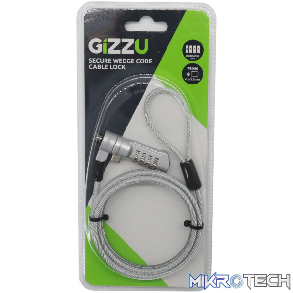 Gizzu Secure Wedge Code Cable Lock 1.8m - Image 2