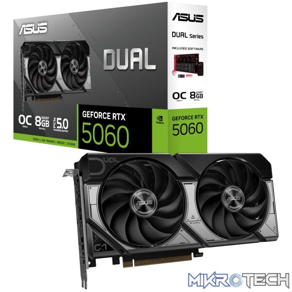ASUS Dual GeForce RTX 5060 OC Edition 8GB GDDR7 Graphics Card ASUS Dual GeForce RTX 5060 OC Edition 8GB GDDR7 Graphics Card