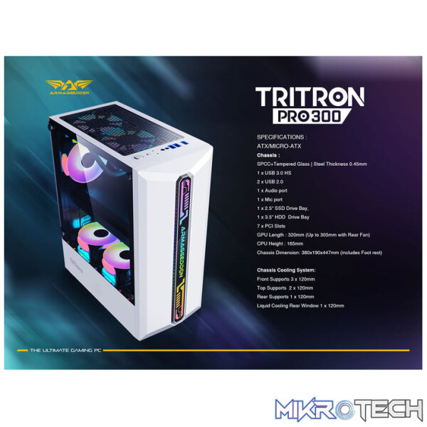 Armaggeddon Tritron Pro 300 ATX Gaming Case with 3x ARGB Fans - Black - Image 13