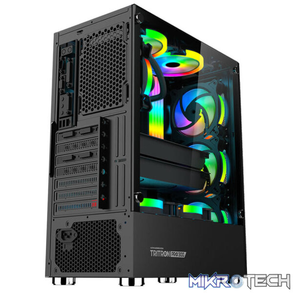 Armaggeddon Tritron Pro 300 ATX Gaming Case with 3x ARGB Fans - Black - Image 4