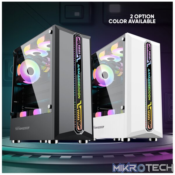 Armaggeddon Tritron Pro 300 ATX Gaming Case with 3x ARGB Fans - Black - Image 5