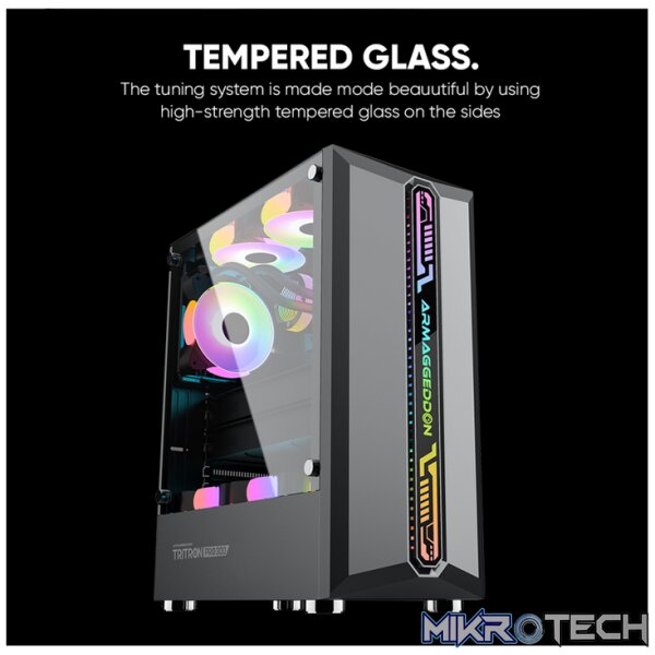 Armaggeddon Tritron Pro 300 ATX Gaming Case with 3x ARGB Fans - Black - Image 9