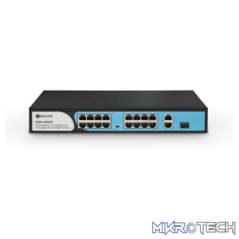 BDCOM 16-Port 100M PoE Switch (16-Port 100M PoE + 1 GE + 1 SFP) 180W PoE Budget