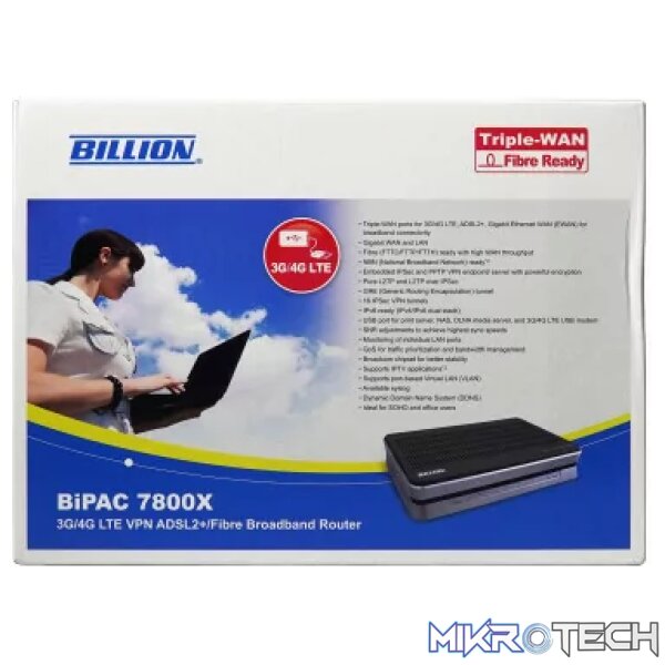 BILLION BiPAC 7800NX Wireless-N 300Mbps, Fibre-ready Triple-Wan ADSL2+ router - Image 3