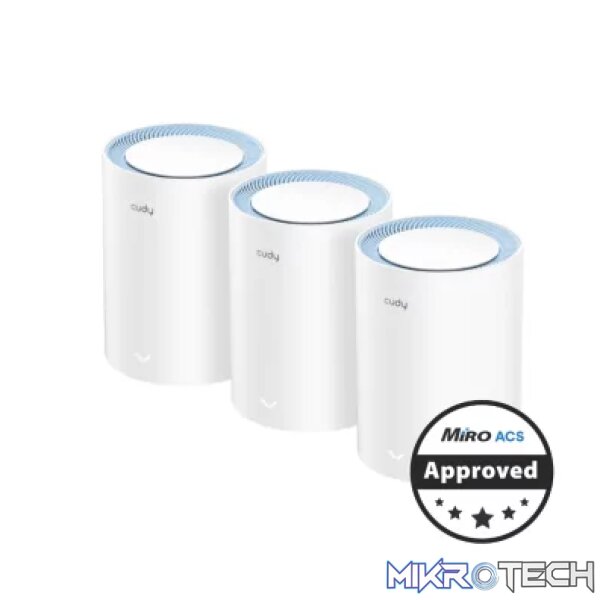 Cudy Dual Band 1200Mbps WiFi 5 Fast Ethernet Mesh 3 Pack | M1200 (3-Pack) Cudy Dual Band 1200Mbps WiFi 5 Fast Ethernet Mesh 3 Pack | M1200 (3-Pack)