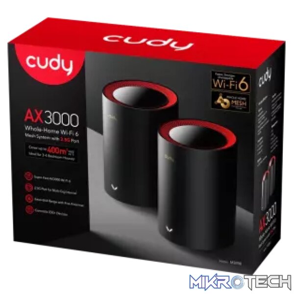Cudy Dual Band 3000Mbps WiFi 6 Multi-Gigabit Mesh 2-Pack | M3000 (2-Pack) - Image 2
