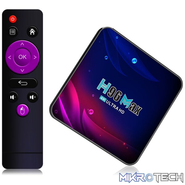 H96 Max V11 4K Smart TV BOX Android 11.0 Media Player with Remote Control, RK3318 Quad-Core 64bit Cortex-A53, RAM: 4GB, ROM: 64GB, Support Dual Band WiFi, Bluetooth, Ethernet, US Plug, 4GB+64GB - Image 2