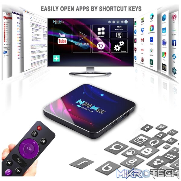 H96 Max V11 4K Smart TV BOX Android 11.0 Media Player with Remote Control, RK3318 Quad-Core 64bit Cortex-A53, RAM: 4GB, ROM: 64GB, Support Dual Band WiFi, Bluetooth, Ethernet, US Plug, 4GB+64GB - Image 13
