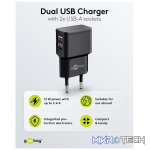 Goobay 12W Dual USB Charger - Black - Image 3