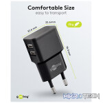 Goobay 12W Dual USB Charger - Black - Image 4