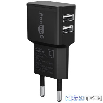 Goobay 12W Dual USB Charger - Black