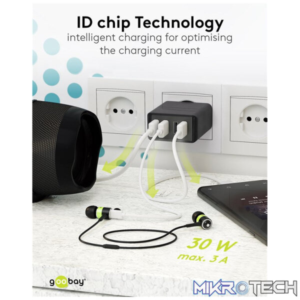 Goobay 30W 4-Port USB Charger - Black - Image 11