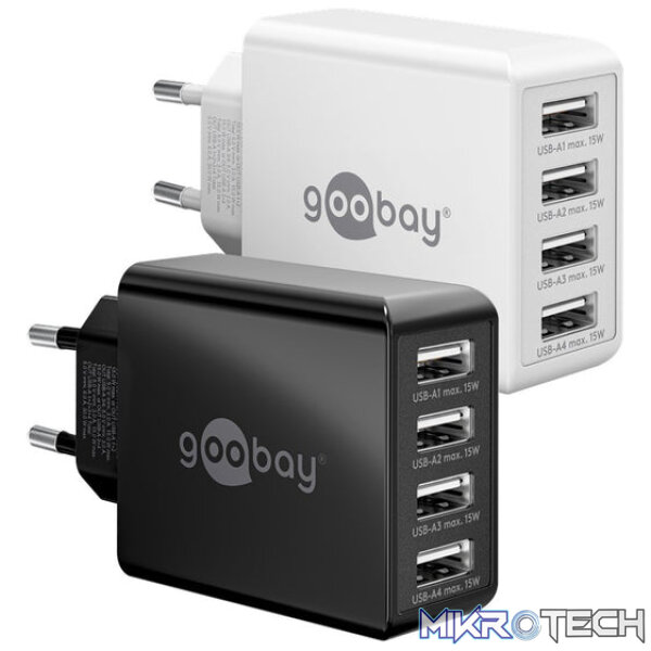 Goobay 30W 4-Port USB Charger - Black - Image 3