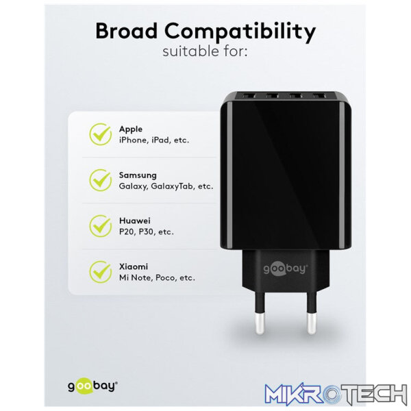 Goobay 30W 4-Port USB Charger - Black - Image 5