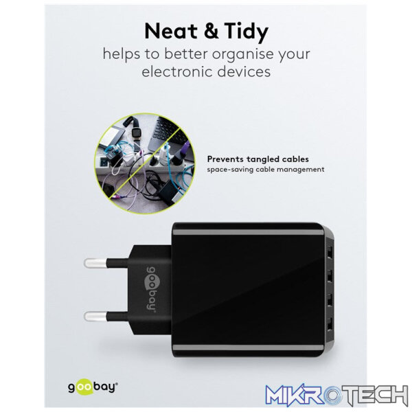 Goobay 30W 4-Port USB Charger - Black - Image 10