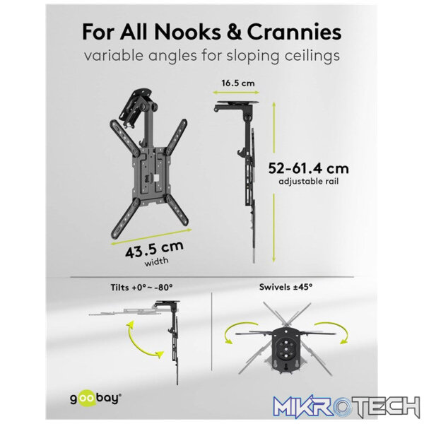 Goobay Ceiling TV Mount Basic TV Mount for TVs from 23" to 55" - Image 3