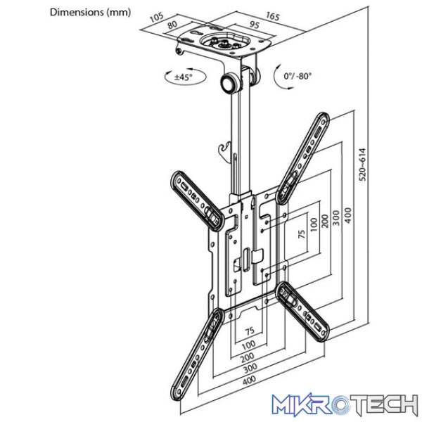 Goobay Ceiling TV Mount Basic TV Mount for TVs from 23" to 55" - Image 8