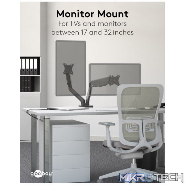 Goobay Double Monitor Mount with Gas Spring for monitors between 17" and 32" - Image 3