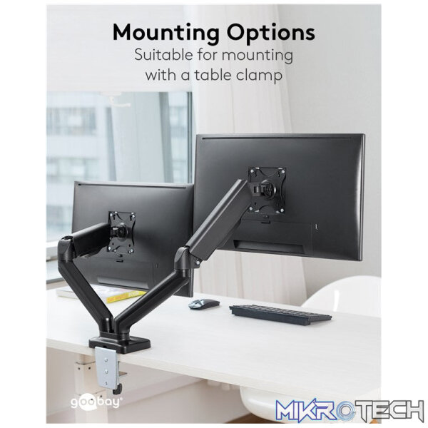 Goobay Double Monitor Mount with Gas Spring for monitors between 17" and 32" - Image 4