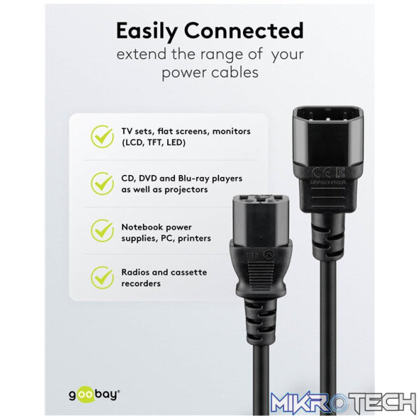 Goobay Power Extension 2m Lead with C13 socket and C14 plug - Black - Image 6