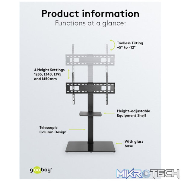 Goobay TV Floor Stand Basic (Size L) for TVs and monitors between 37" and 70" - Image 4