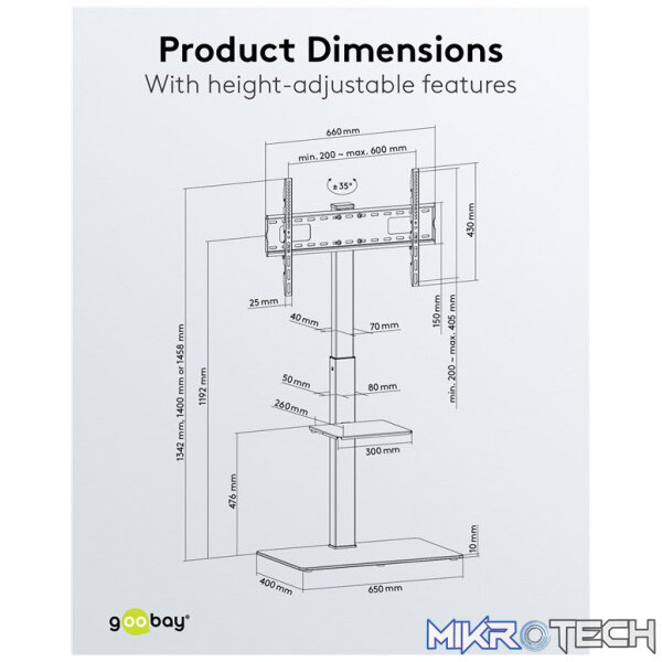 Goobay TV Floor Stand Basic (Size L) for TVs and monitors between 37" and 70" - Image 7