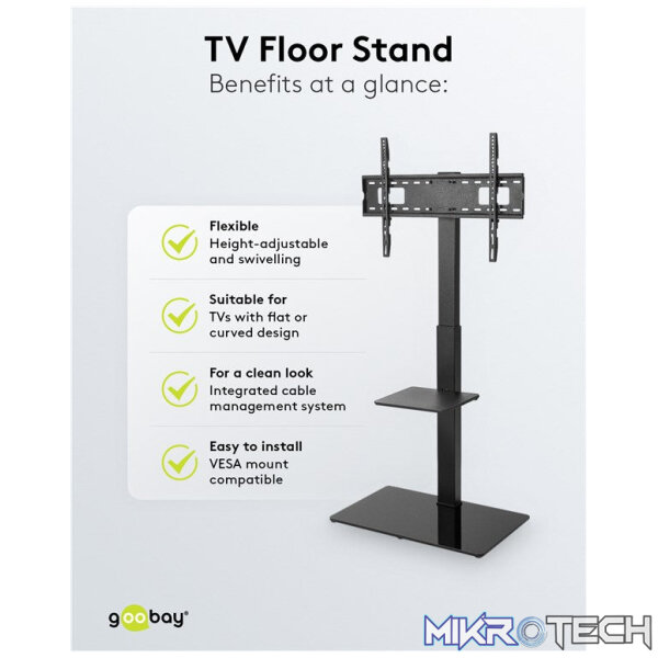 Goobay TV Floor Stand Basic (Size L) for TVs and monitors between 37" and 70" - Image 9