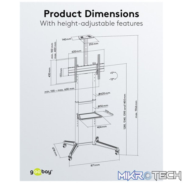 Goobay TV Presentation Stand Pro (Size L) for TVs and monitors between 37" and 70" - Image 8