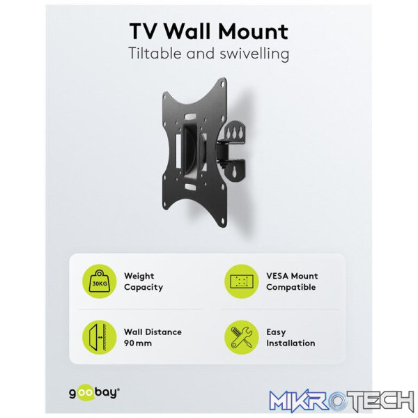 Goobay TV Wall Mount Basic FIXED (Size S) for TVs from 23" to 42", Tilt and Swivel - Image 3