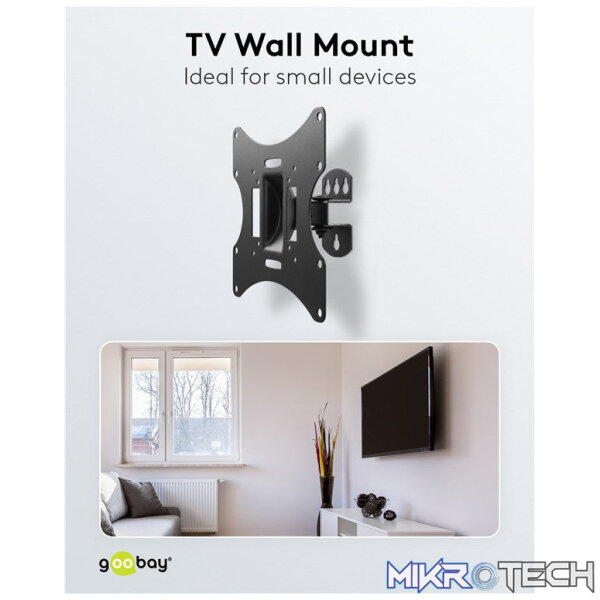 Goobay TV Wall Mount Basic FIXED (Size S) for TVs from 23" to 42", Tilt and Swivel - Image 4