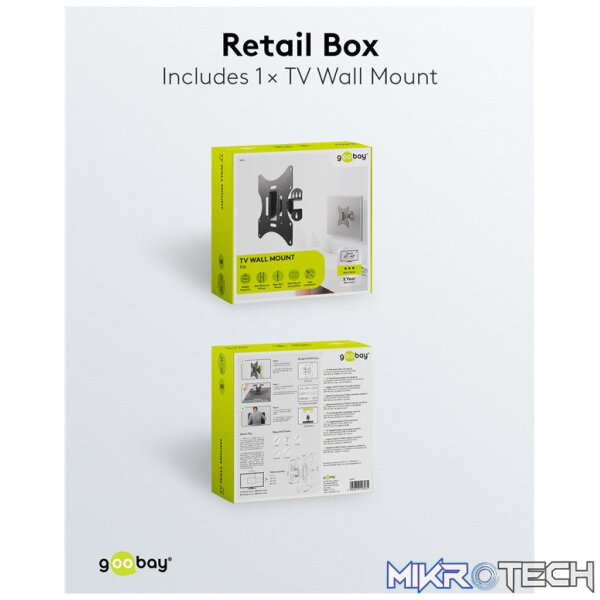 Goobay TV Wall Mount Basic FIXED (Size S) for TVs from 23" to 42", Tilt and Swivel - Image 6
