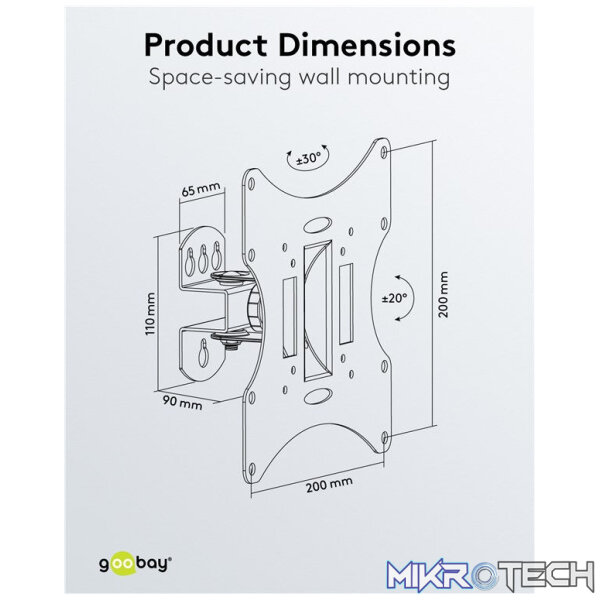 Goobay TV Wall Mount Basic FIXED (Size S) for TVs from 23" to 42", Tilt and Swivel - Image 8