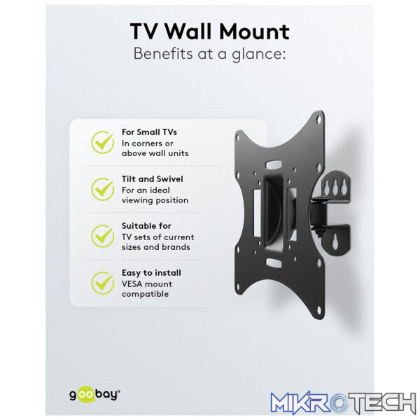 Goobay TV Wall Mount Basic FIXED (Size S) for TVs from 23" to 42", Tilt and Swivel - Image 9