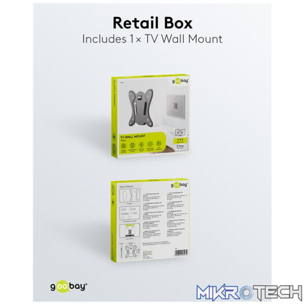 Goobay TV Wall Mount Basic FIXED (Size S) for TVs from 23" to 42" up to 25KG - Image 10