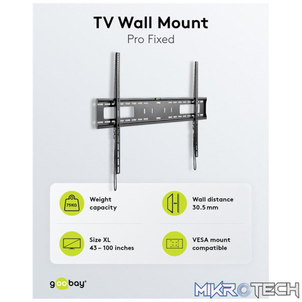 Goobay TV Wall Mount Pro FIXED (XL) for TV Sets from 43" to 100" up to 75kg - Image 8
