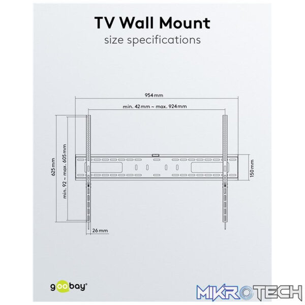 Goobay TV Wall Mount Pro FIXED (XL) for TV Sets from 43" to 100" up to 75kg - Image 9