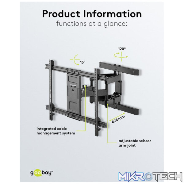 Goobay TV wall mount Pro FULLMOTION (L) for TVs from 37" to 70" up to 60kg - Image 11