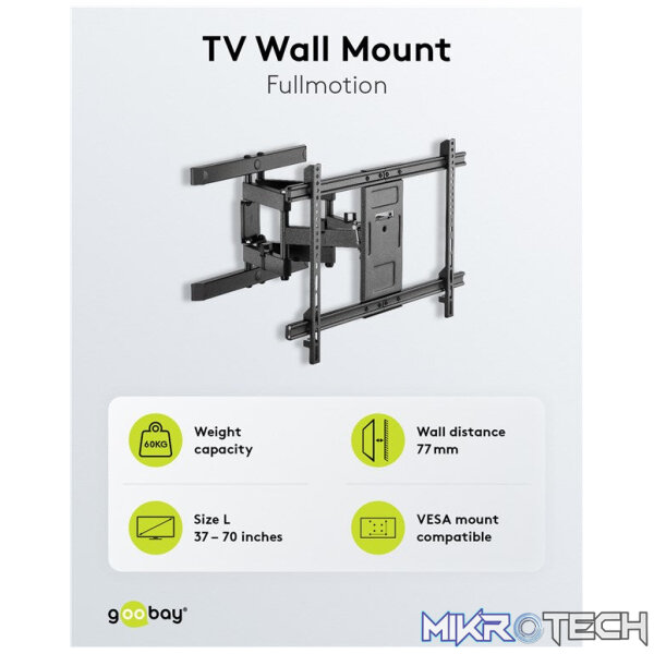 Goobay TV wall mount Pro FULLMOTION (L) for TVs from 37" to 70" up to 60kg - Image 9