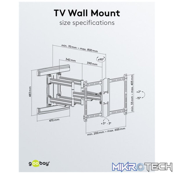 Goobay TV wall mount Pro FULLMOTION (L) wide Range for TVs from 37" to 70" up to 70 kg - Image 11
