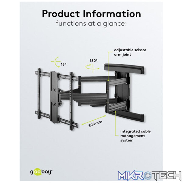 Goobay TV wall mount Pro FULLMOTION (L) wide Range for TVs from 37" to 70" up to 70 kg - Image 12