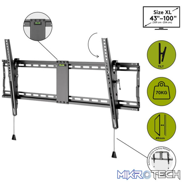 Goobay TV wall mount Pro TILT (XL) for TVs from 43 to 100" tiltable up to 70 kg - Image 2