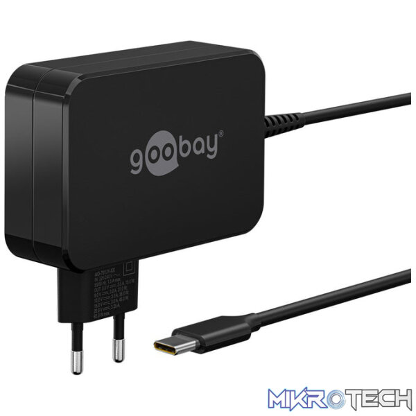 Goobay USB-C 65w Charger for Laptops - Black - Image 2