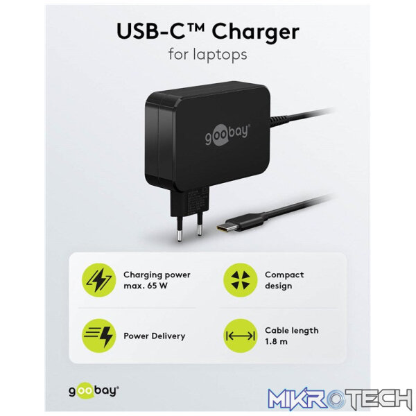 Goobay USB-C 65w Charger for Laptops - Black - Image 6