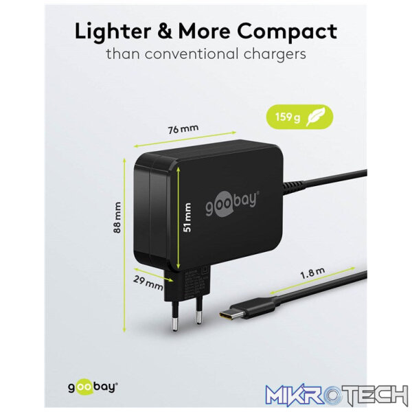 Goobay USB-C 65w Charger for Laptops - Black - Image 7