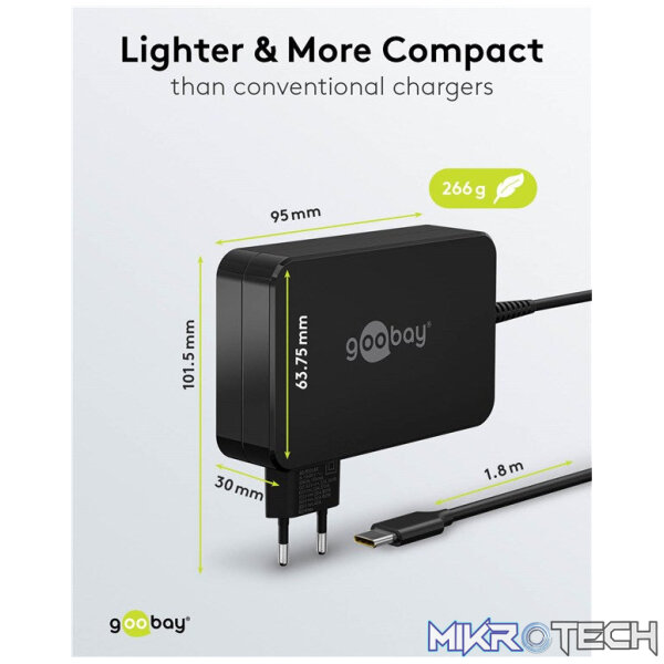 Goobay USB-C 90w Charger for Laptops - Black - Image 6